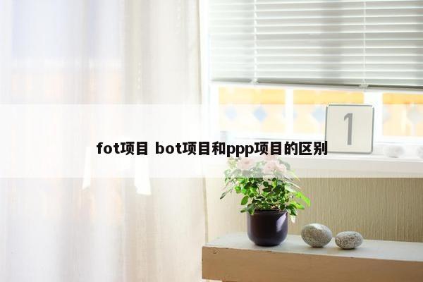 fot项目 bot项目和ppp项目的区别