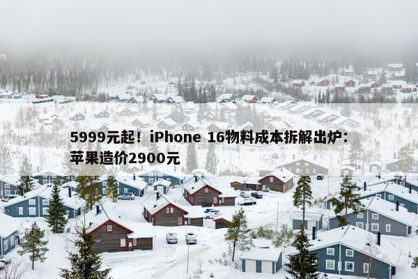 5999元起！iPhone 16物料成本拆解出炉：苹果造价2900元